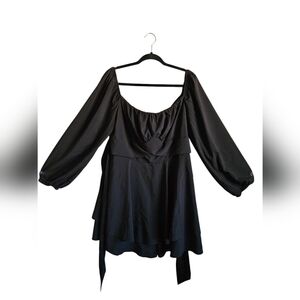 Plus size womens black long sleeve tie back romper size 3XL